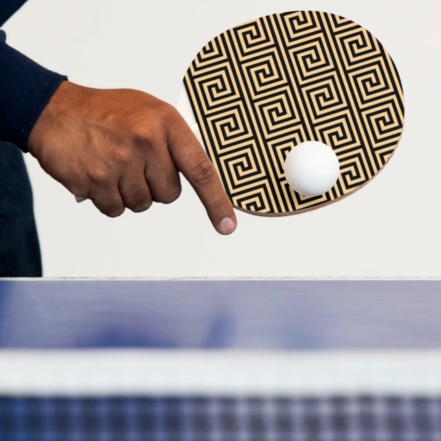 Greek Meander Key Squares Pattern Brown Ping Pong Paddle (Insitu)