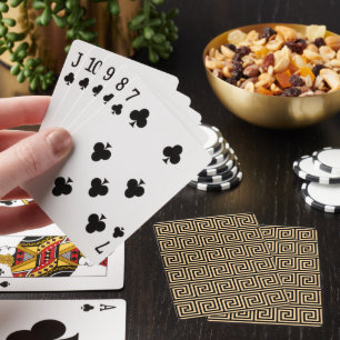 Greek Meander Key Squares Pattern Brown Playing Cards