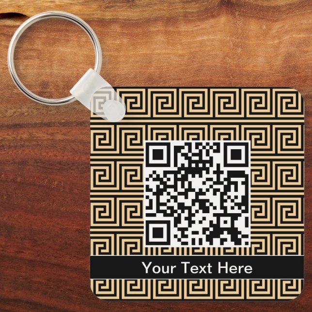 Greek Meander Key Squares Pattern Brown Ring (Front)