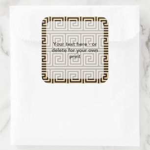 Greek Meander Key Squares Pattern Brown Square Sticker
