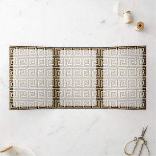 Greek Meander Key Squares Pattern Brown Tri-Fold Card