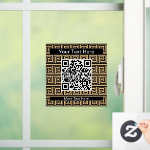 Greek Meander Key Squares Pattern Brown Window Cling