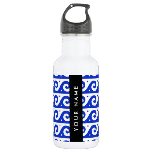 Greek Meander Key, Wave Key, Blue, Your Name 532 Ml Water Bottle