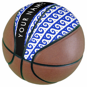Greek Meander Key, Wave Key, Blue, Your Name Basketball