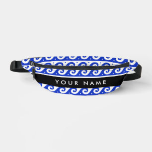 Greek Meander Key, Wave Key, Blue, Your Name Bum Bags