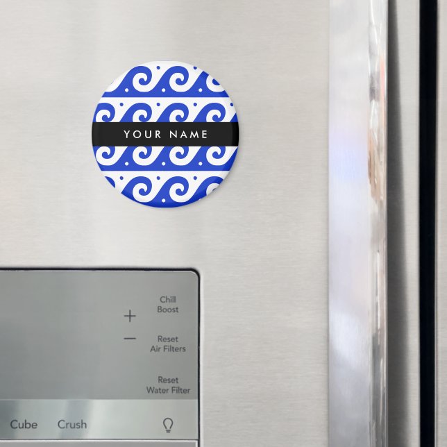 Greek Meander Key, Wave Key, Blue, Your Name Magnet (In Situ (Fridge))