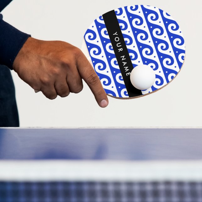 Greek Meander Key, Wave Key, Blue, Your Name Ping Pong Paddle (Insitu)