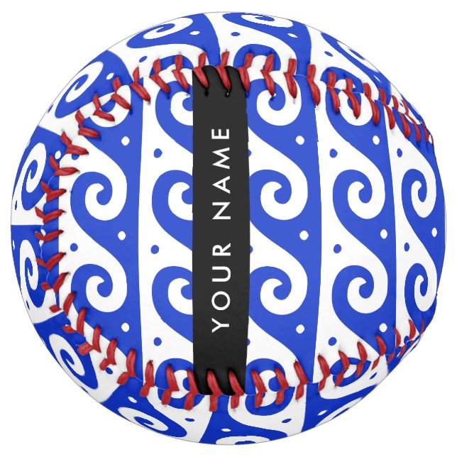 Greek Meander Key, Wave Key, Blue, Your Name Softball (Front Left)