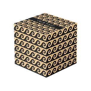 Greek Meander Key, Wave Key, Brown, Your Name Cube