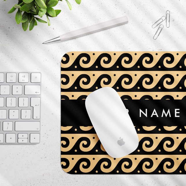 Greek Meander Key, Wave Key, Brown, Your Name Mouse Mat (Creator Uploaded)