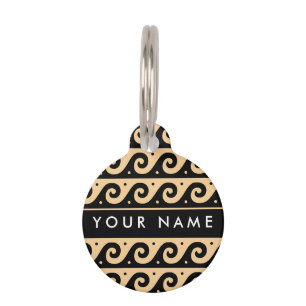 Greek Meander Key, Wave Key, Brown, Your Name Pet Tag