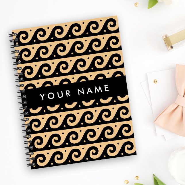 Greek Meander Key, Wave Key, Brown, Your Name Planner (Creator Uploaded)