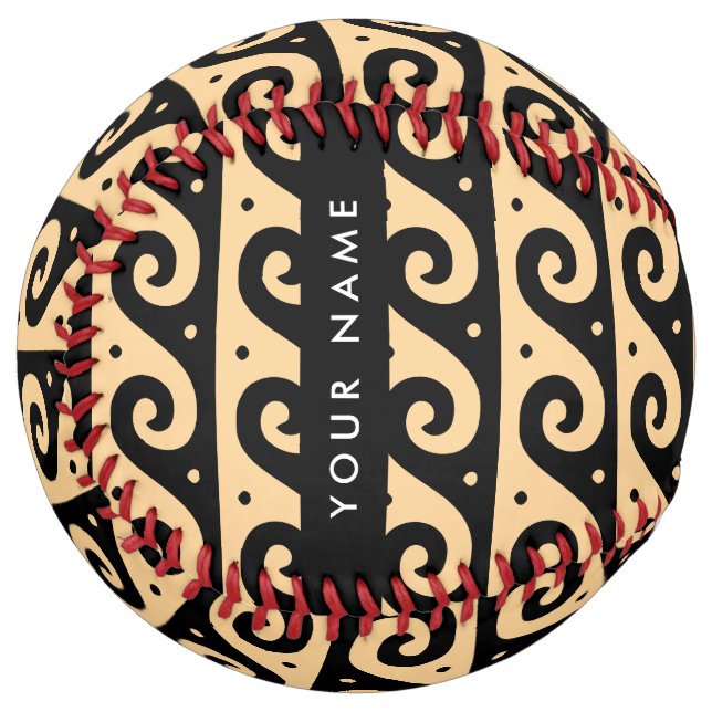 Greek Meander Key, Wave Key, Brown, Your Name Softball (Front Left)