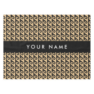 Greek Meander Key, Wave Key, Brown, Your Name Tablecloth