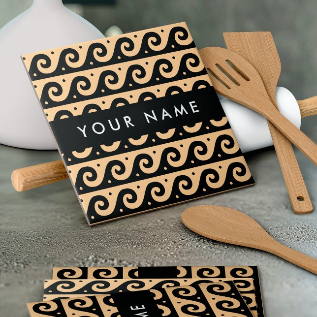 Greek Meander Key, Wave Key, Brown, Your Name Tile (Creator Uploaded)