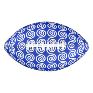 Greek Meander Key Waves Pattern Blue American Football