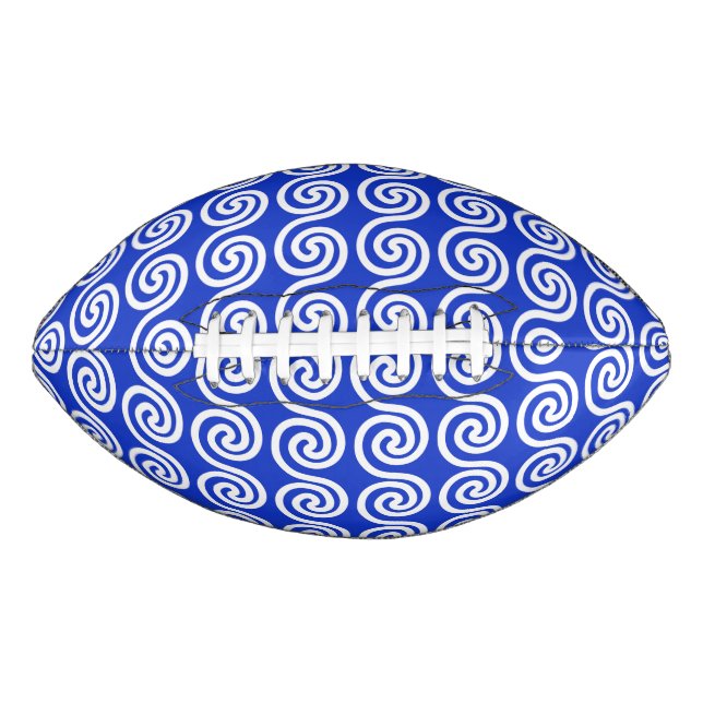 Greek Meander Key Waves Pattern Blue American Football (Front)