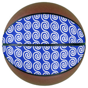Greek Meander Key Waves Pattern Blue Basketball