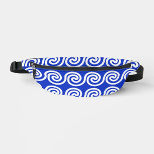 Greek Meander Key Waves Pattern Blue Bum Bags