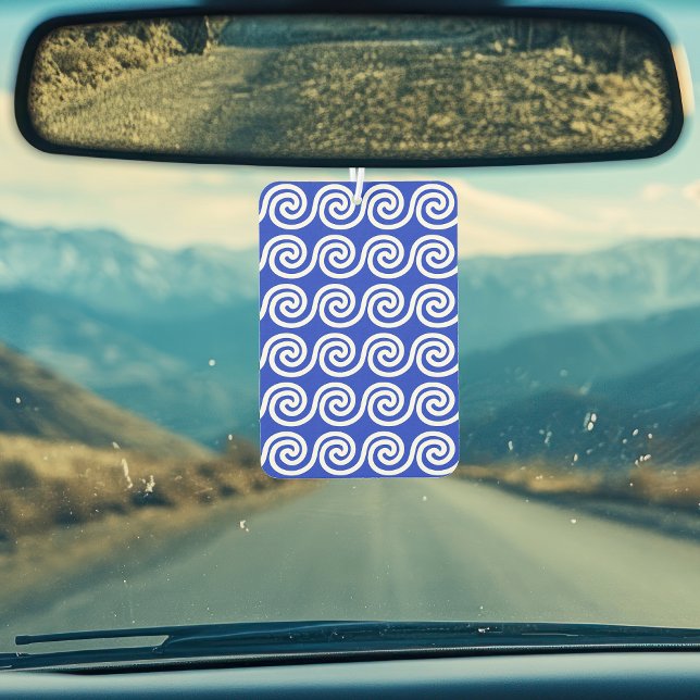 Greek Meander Key Waves Pattern Blue Car Air Freshener (Creator Uploaded)