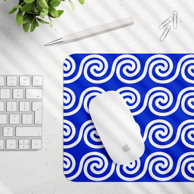 Greek Meander Key Waves Pattern Blue Mouse Mat (Creator Uploaded)