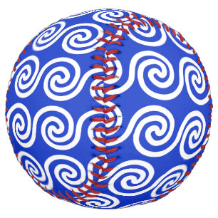 Greek Meander Key Waves Pattern Blue Softball