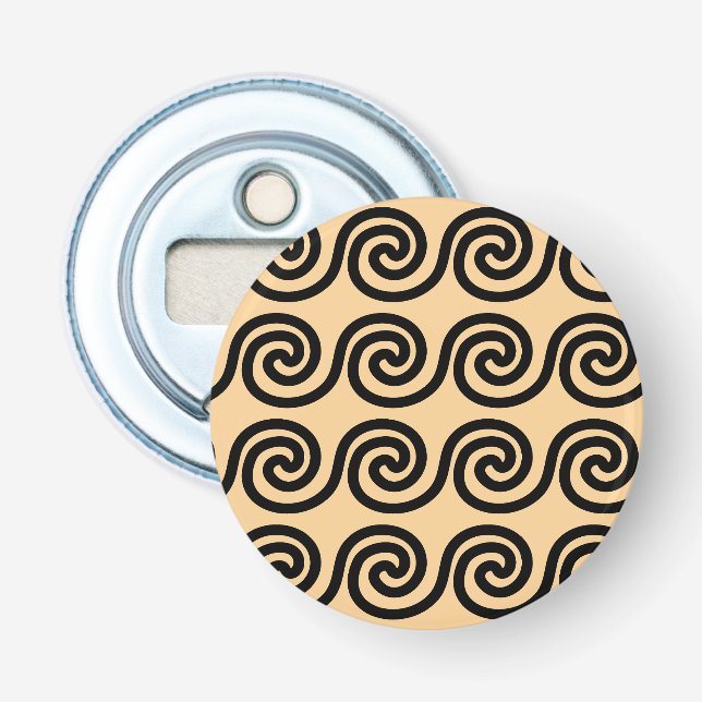 Greek Meander Key Waves Pattern Brown Bottle Opener (Front)