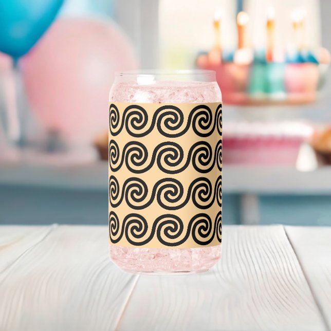 Greek Meander Key Waves Pattern Brown Can Glass (Insitu (Baby Shower))