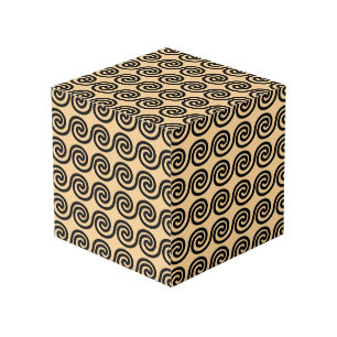 Greek Meander Key Waves Pattern Brown Cube