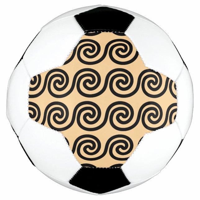 Greek Meander Key Waves Pattern Brown Football (Front)
