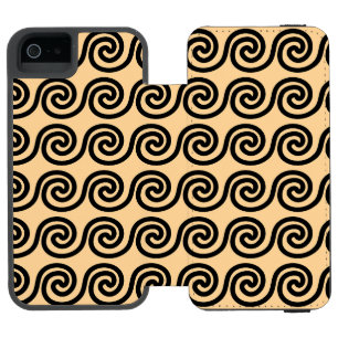 Greek Meander Key Waves Pattern Brown Incipio Watson™ iPhone 5 Wallet Case