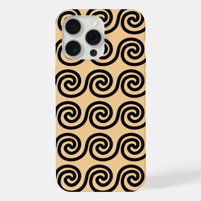 Greek Meander Key Waves Pattern Brown iPhone Case (Back)