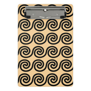 Greek Meander Key Waves Pattern Brown Mini Clipboard