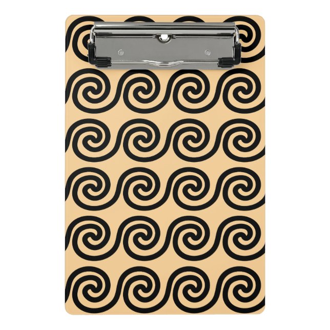 Greek Meander Key Waves Pattern Brown Mini Clipboard (Front)