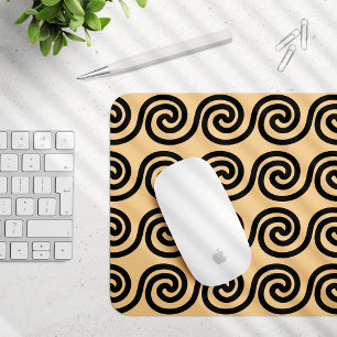Greek Meander Key Waves Pattern Brown Mouse Mat