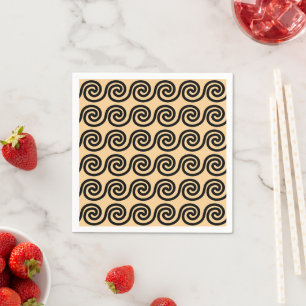 Greek Meander Key Waves Pattern Brown Napkin