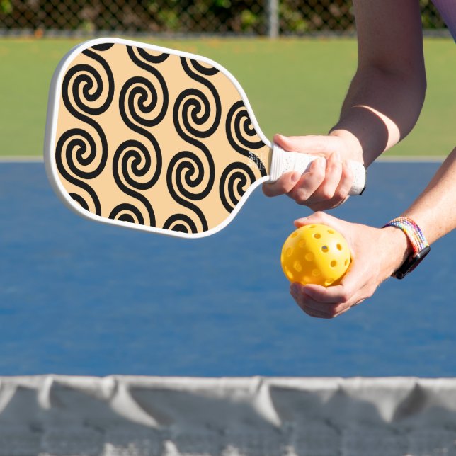Greek Meander Key Waves Pattern Brown Pickleball Paddle (Insitu)