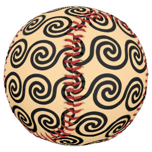 Greek Meander Key Waves Pattern Brown Softball