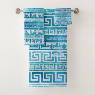 Greek Meander Pattern - Greek Key Ornament Bath Towel Set