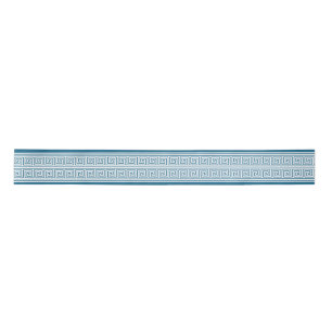 Greek meander pattern in blue satin ribbon