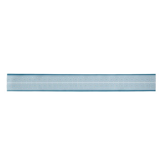 Greek meander pattern in blue satin ribbon (Front)