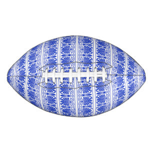 Greek Mediterranean Arabesque Pattern Blue American Football