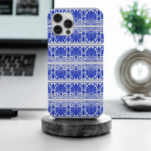 Greek Mediterranean Arabesque Pattern Blue iPhone 15 Pro Max Case