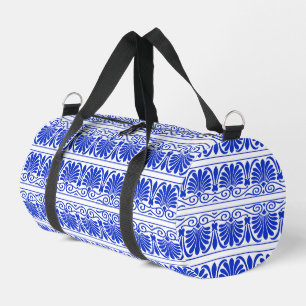Greek Mediterranean Arabesque Pattern Blue Duffle Bag