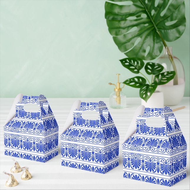 Greek Mediterranean Arabesque Pattern Blue Favour Box (Multiple)