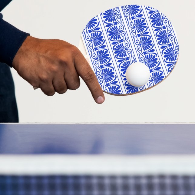 Greek Mediterranean Arabesque Pattern Blue Ping Pong Paddle (Insitu)