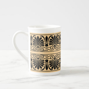 Greek Mediterranean Arabesque Pattern Brown Bone China Mug