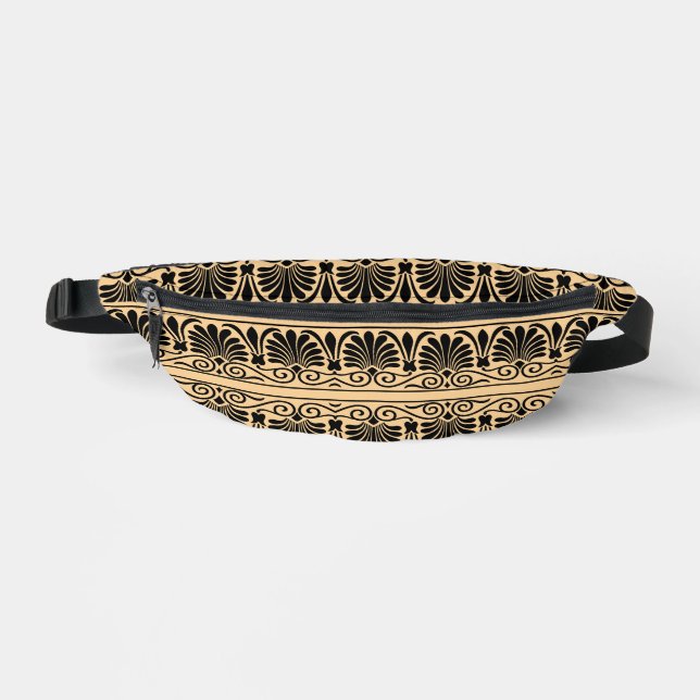 Greek Mediterranean Arabesque Pattern Brown Bum Bags (Front)