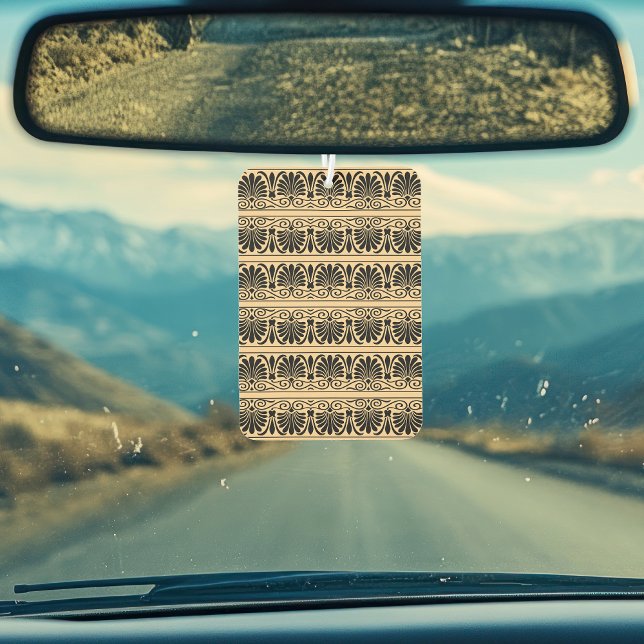 Greek Mediterranean Arabesque Pattern Brown Car Air Freshener (Creator Uploaded)