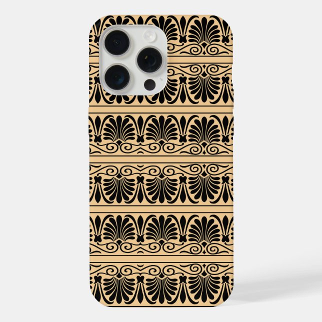 Greek Mediterranean Arabesque Pattern Brown iPhone Case (Back)